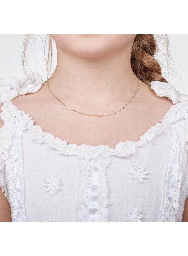 Amberta Children 925 Sterling Silver Chain Necklace (14 Inch - 4 To 12 Years Old): 18K Gold Plated 1.3Mm Curb Chain - Image 5