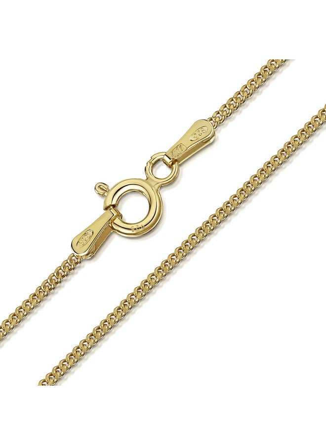 Amberta Children 925 Sterling Silver Chain Necklace (14 Inch - 4 To 12 Years Old): 18K Gold Plated 1.3Mm Curb Chain - Image 1