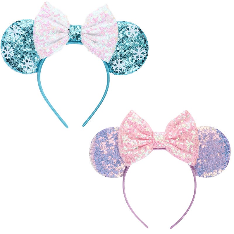 DRESHOW Mouse Ears Bow Headbands Glitter Party Decoration Cosplay Costume for Women - Image 1