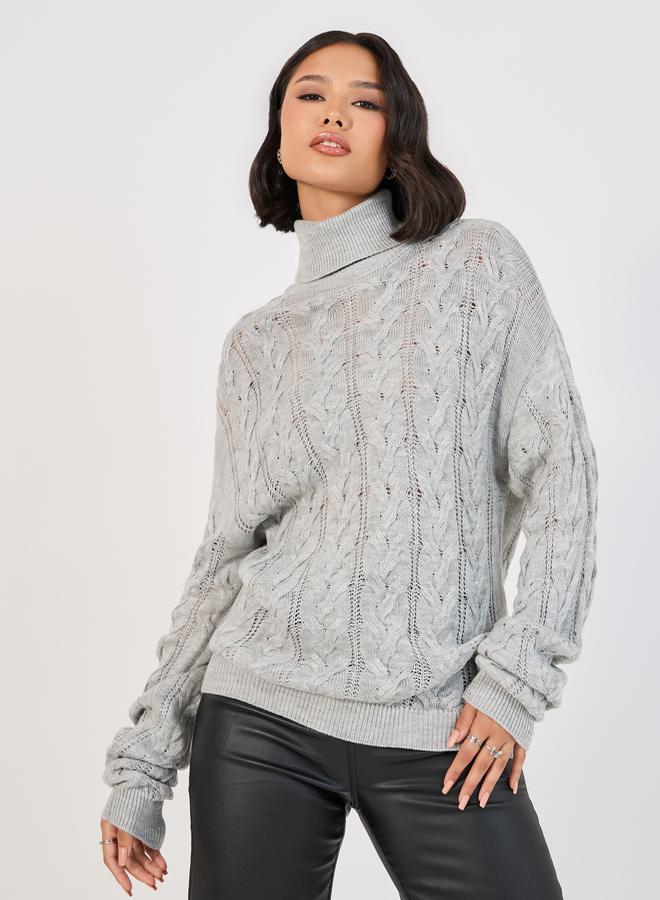 Styli Regular Fit Regular Length Cable Knit Sweater  - Image 1