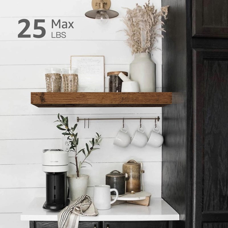 QEEIG Floating Shelf for Wall Bathroom Shelves Bedroom Kitchen Living Room Farmhouse Small Book Shelf 16 inch Set of 1, Brown (015-BN1) - Image 4