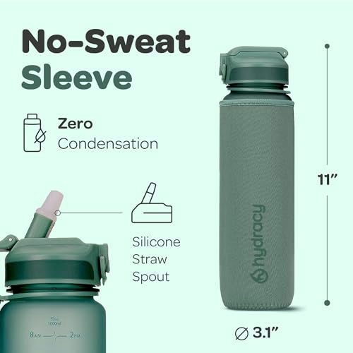 Hydracy Water Bottle with Time Marker & Straw - Large 32 Oz BPA Free Motivational Bottle with Times to Drink - No Sweat Sleeve - Leak Proof Lid - Ideal for Fitness, Sports & Outdoors - Image 5