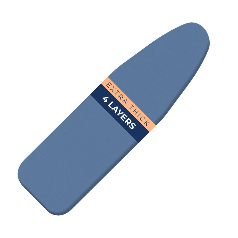Ironing Board Cover and Pad Extra Thick Heavy Duty Padded 4 Layers Silver Coated Ironing Board Cover Non Stick Scorch and Stain Resistant Standard Size 15x54 inch with Elasticized Edges Blue