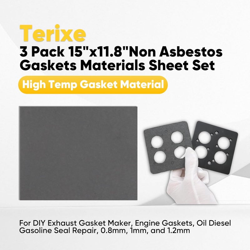 Terixe 3 Pack 15"x11.8"Non Asbestos Gaskets Materials Sheet Set – High Temp Gasket Material for DIY Exhaust Gasket Maker, Engine Gaskets, Oil Diesel Gasoline Seal Repair, 0.8mm, 1mm, and 1.2mm Trendy natural assorted colors - Image 2
