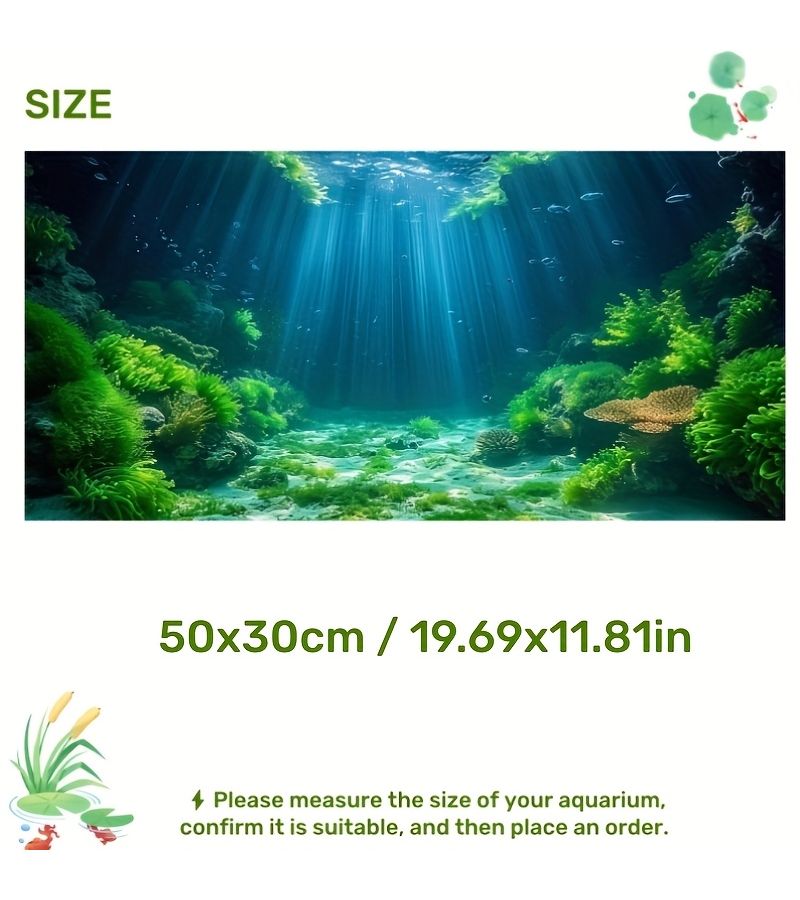 Sunshine Seagrass Underwater Ocean Scene Aquarium Background Sticker 39x19inch HD PVC - Image 3