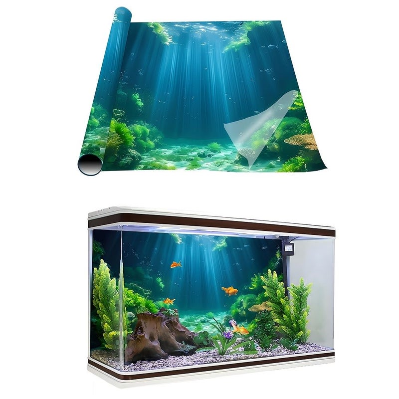 Sunshine Seagrass Underwater Ocean Scene Aquarium Background Sticker 39x19inch HD PVC - Image 1