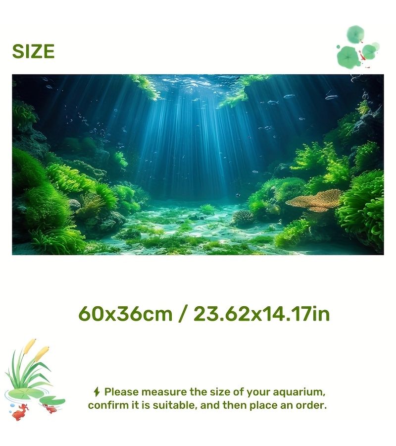 Sunshine Seagrass Underwater Ocean Scene Aquarium Background Sticker 39x19inch HD PVC - Image 5
