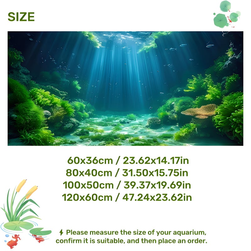 Sunshine Seagrass Underwater Ocean Scene Aquarium Background Sticker 39x19inch HD PVC - Image 2