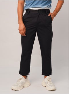 Men's Flat Front Ankle Length Casual Slim Fit Pants in Midnight