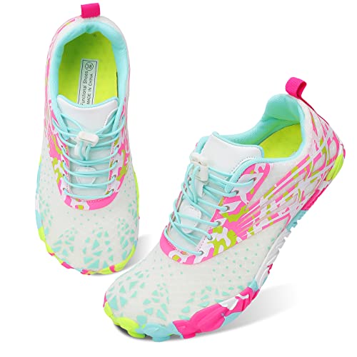 Scurtain Womens Water Shoes for Womens Barefoot Aqua Sock Swim Walking Shoes Beach Shoes Pool Shoes for Women Boating Diving Surf Water Sock for Women Pink/Fusion 7.5 W/6 M - Image 2