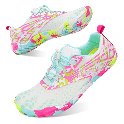Scurtain Womens Water Shoes for Womens Barefoot Aqua Sock Swim Walking Shoes Beach Shoes Pool Shoes for Women Boating Diving Surf Water Sock for Women Pink/Fusion 7.5 W/6 M - Image 3