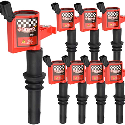 Megaflint High Performance 8 PACK Straight Boot Ignition Coils 15% More Energy F-150 for Ford Lincoln Mercury V8 V10 4.6l 5.4l 6.8l Compatible with DG511 C1541 FD508-Upgrade (RED) - Image 1