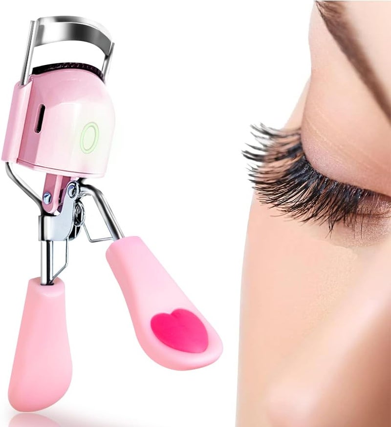 Pinkiou Heated Eyelash Curler for WomenElectric Eyelash Curler with USB Charging Temperature Adjustable Silicone Pad for Quick Heating Curler for Eyelash