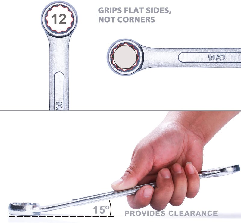 EFFICERE 24-Piece All-Purpose Master Combination Wrench Set with Roll-up Pouch | SAE 1/4” to 1”, Metric 8mm to 24mm | Perfect for General Household, Garage, College Dormitory, Car Emergency, Boat and Much More - Image 5