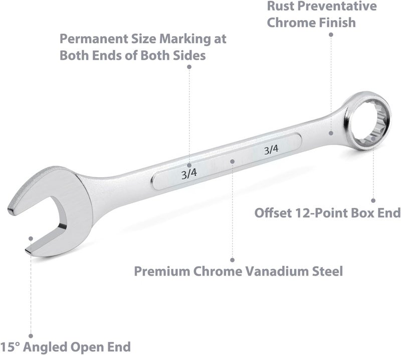 EFFICERE 24-Piece All-Purpose Master Combination Wrench Set with Roll-up Pouch | SAE 1/4” to 1”, Metric 8mm to 24mm | Perfect for General Household, Garage, College Dormitory, Car Emergency, Boat and Much More - Image 4