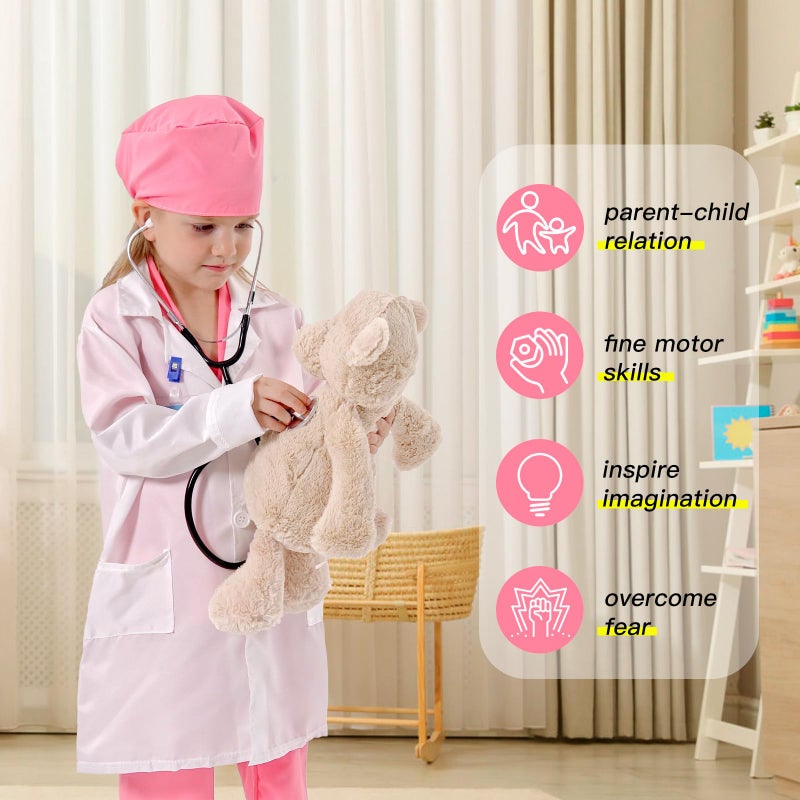 Liberry Doctor Costume for Kids, Toddler Doctor Dress Up Clothes with Real Stethoscope, Career Day Role Play Gift for Girls - Image 4