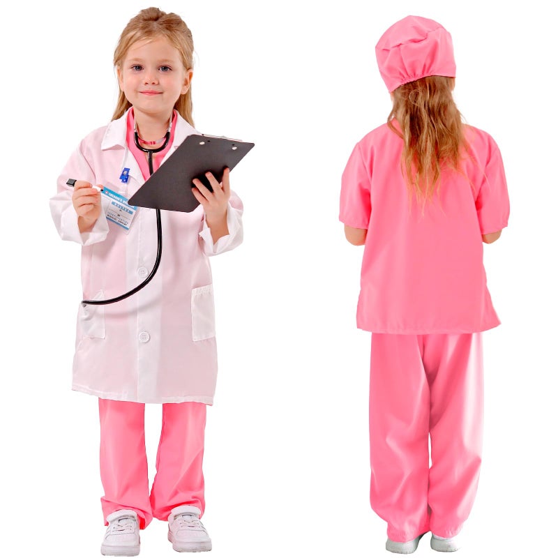 Liberry Doctor Costume for Kids, Toddler Doctor Dress Up Clothes with Real Stethoscope, Career Day Role Play Gift for Girls - Image 5