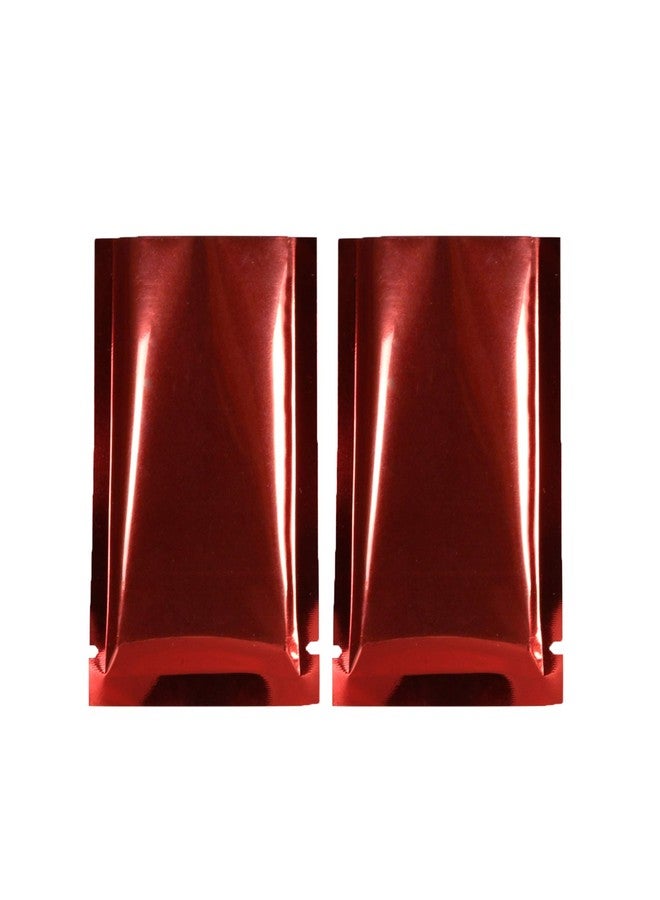 QQ Studio 200PCS Red Metallic Foil Mylar Open Top Bags 10x15cm (3.9x5.9") - Image 1
