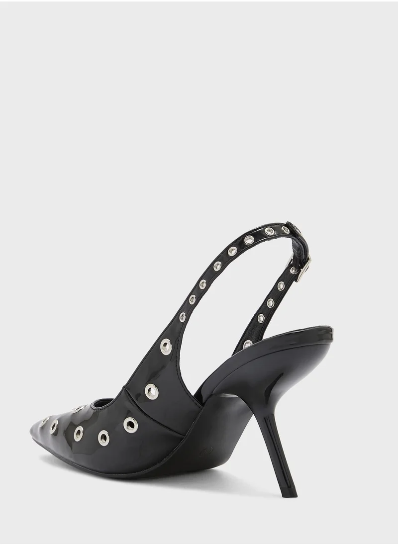 Ginger Pointed Toe Eyelet Slingback Pumps