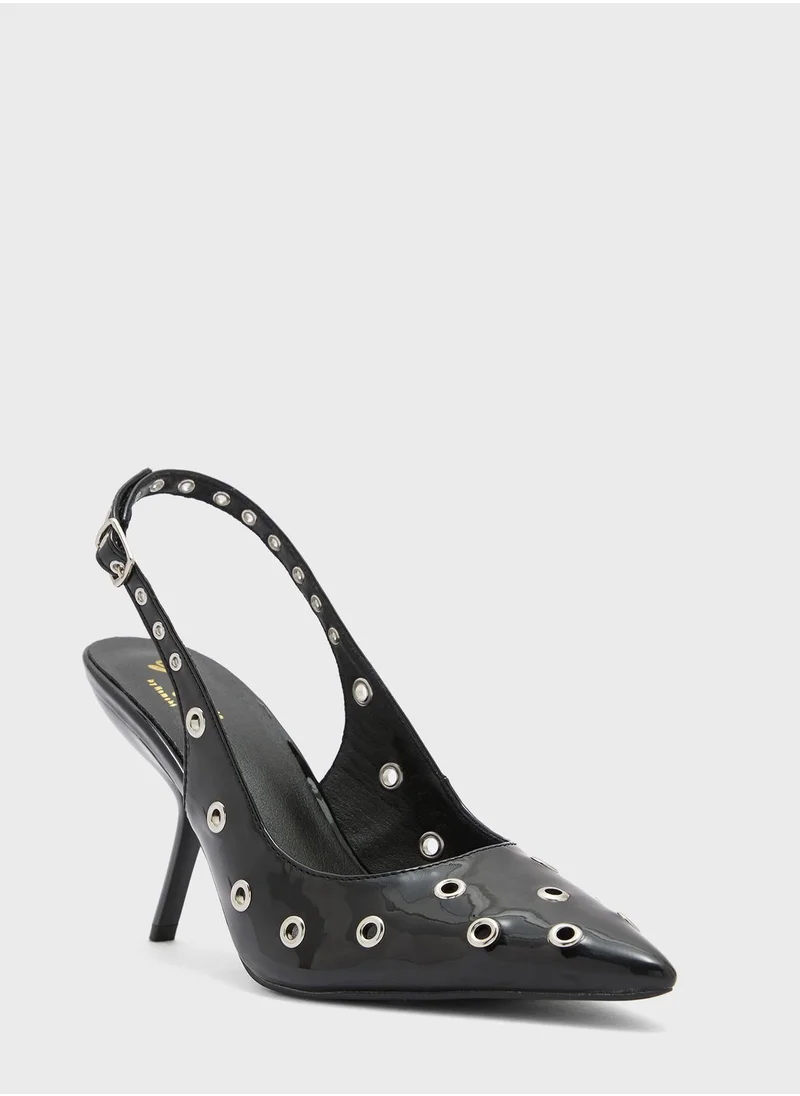 Ginger Pointed Toe Eyelet Slingback Pumps