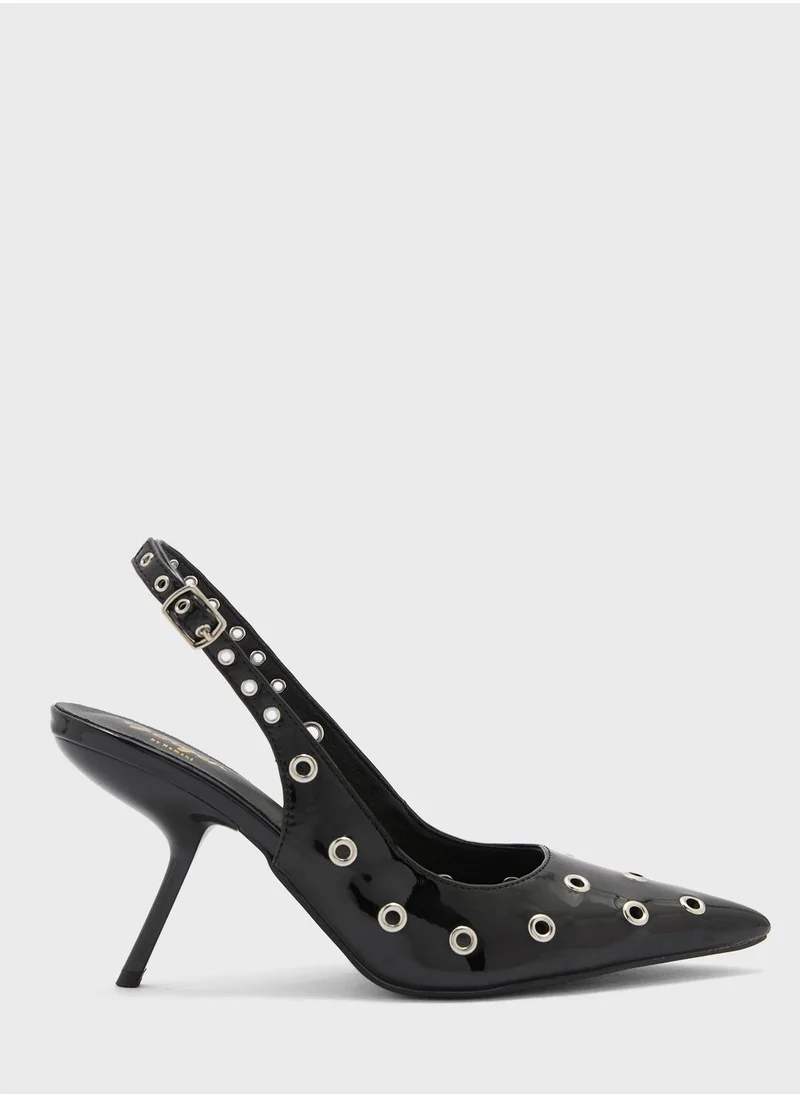 Ginger Pointed Toe Eyelet Slingback Pumps