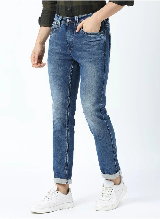 لومان بي جي 3 Mid Rise Faded Jeans with Pocket Detail by Styli