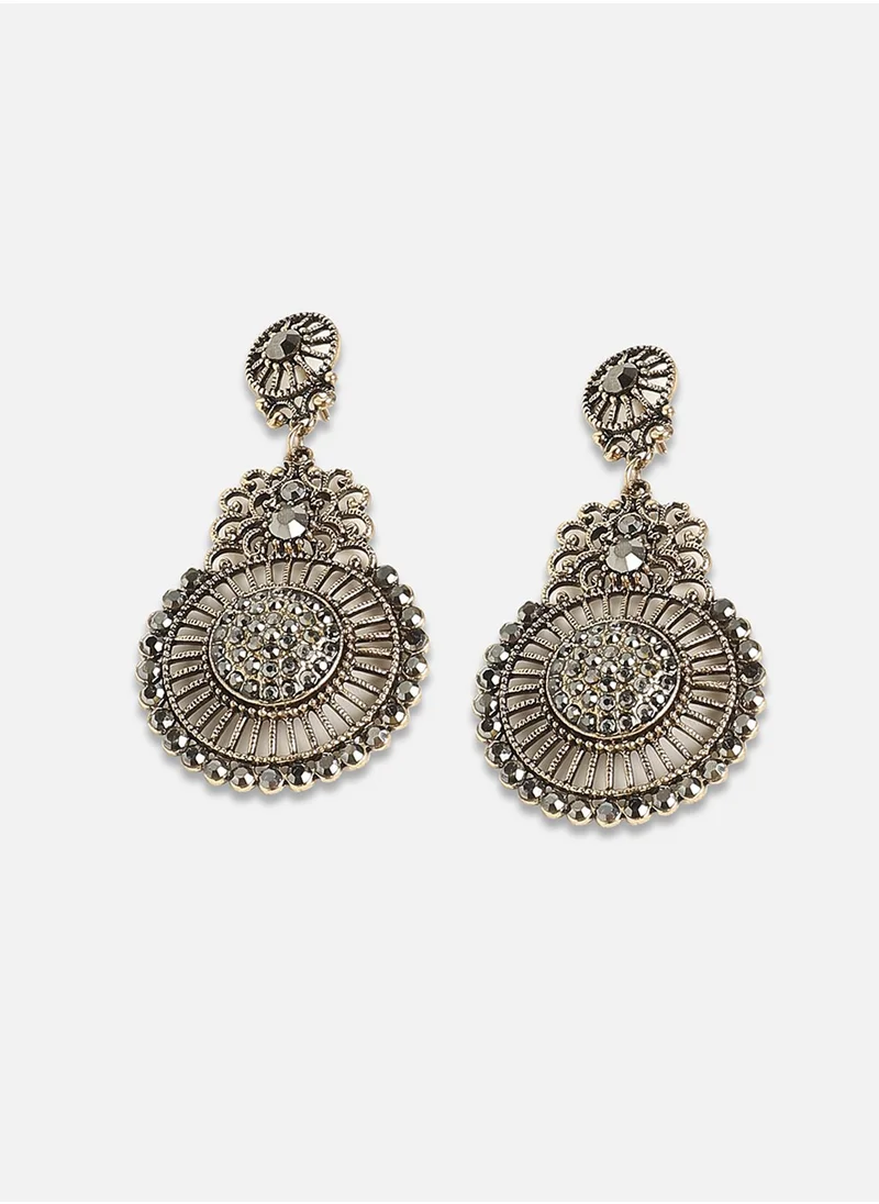SOHI Embellished Filigree Drop Earrings