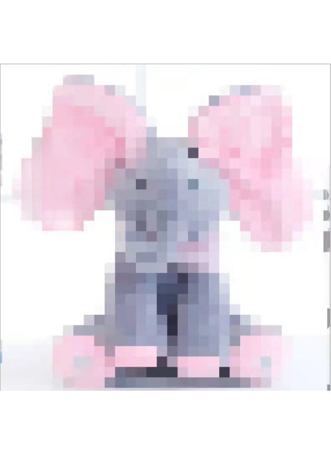 Elephant Hide-and-seek Music Covering Eyes Electric Plush Toy Big Rabbit Can Speak And Sing Multilingual-Color:gray Pink-Height:English Battery  - Image 1