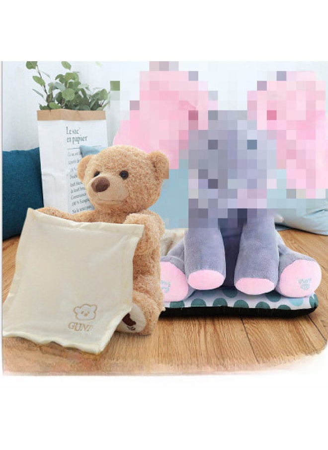 Elephant Hide-and-seek Music Covering Eyes Electric Plush Toy Big Rabbit Can Speak And Sing Multilingual-Color:gray Pink-Height:English Battery  - Image 4