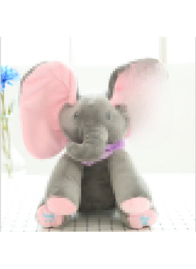 Elephant Hide-and-seek Music Covering Eyes Electric Plush Toy Big Rabbit Can Speak And Sing Multilingual-Color:gray Pink-Height:English Battery  - Image 5