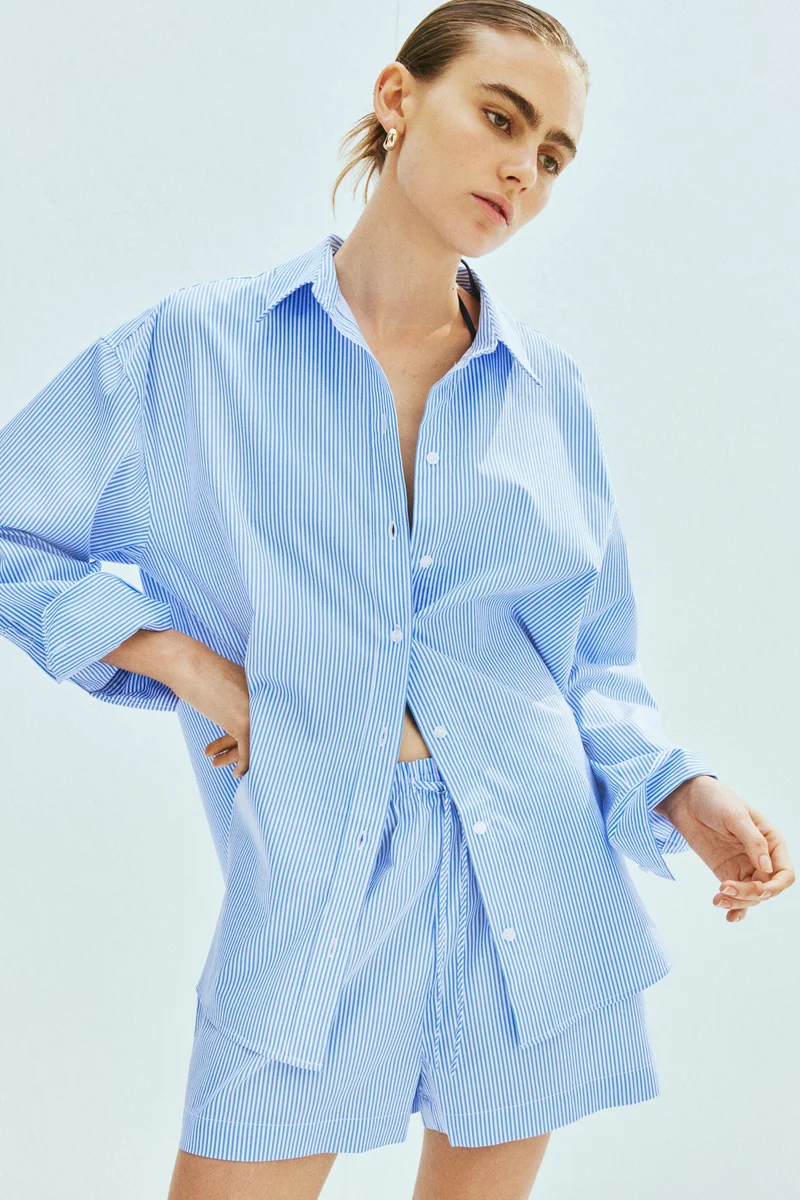 اتش اند ام قميص من البوبلين