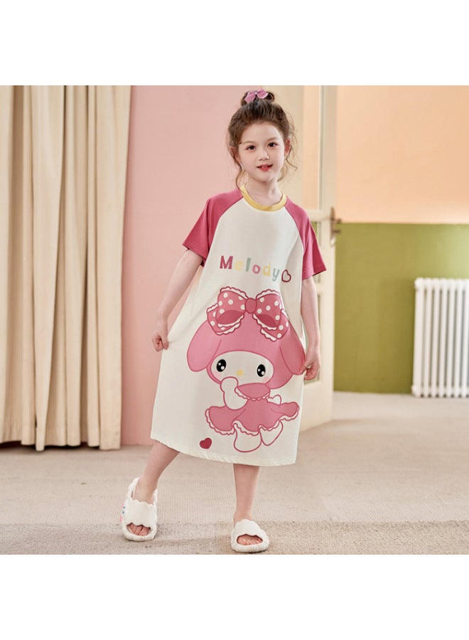 Children's Pajamas Modal Ice Silk Cool Summer Small And Medium-sized Children's Girls Baby Cartoon Animation Nightgown Home Clothes