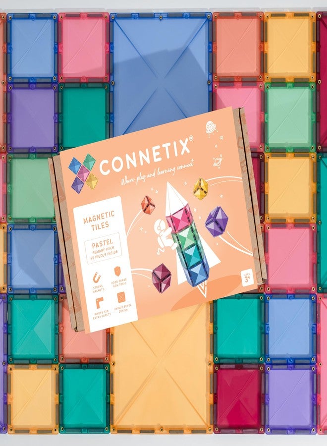 CONNETIX Magnetic Tiles Pastel Square Pack, 40 Pieces - Image 5