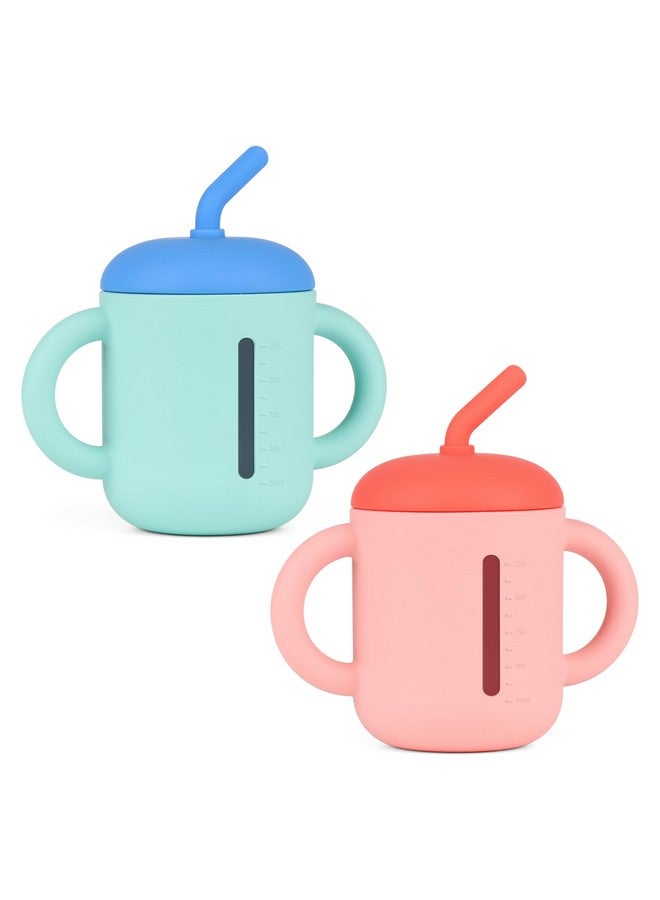 Mintlyfe Baby Trainer Cup, Pack of 2 Food Grade Silicone Training Cup with Anti-Drop Straw and Non-Slip Handes, BPA-Free, Unbreakable, Spill Proof Sippy Cup for Toddlers - Image 1