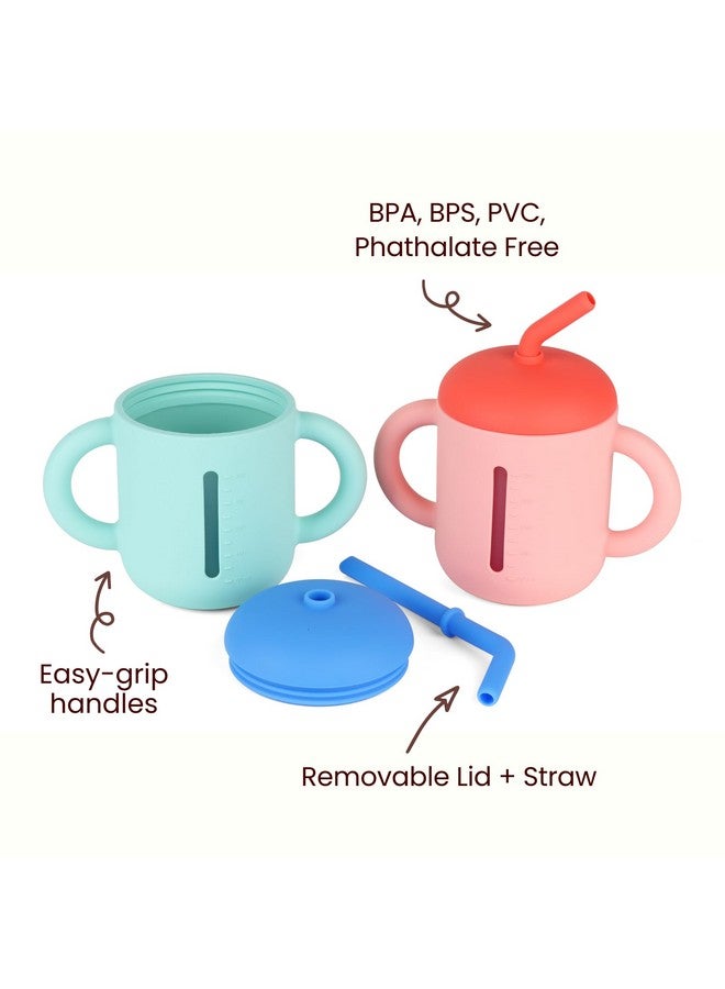 Mintlyfe Baby Trainer Cup, Pack of 2 Food Grade Silicone Training Cup with Anti-Drop Straw and Non-Slip Handes, BPA-Free, Unbreakable, Spill Proof Sippy Cup for Toddlers - Image 3
