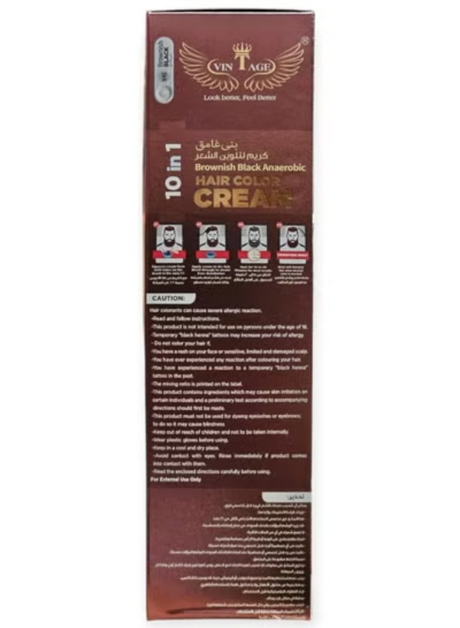 vintage Hair Color Cream 10 in 1 Brownish Black V45 - Image 3