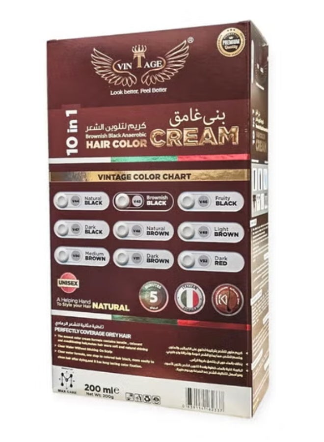 vintage Hair Color Cream 10 in 1 Brownish Black V45 - Image 4