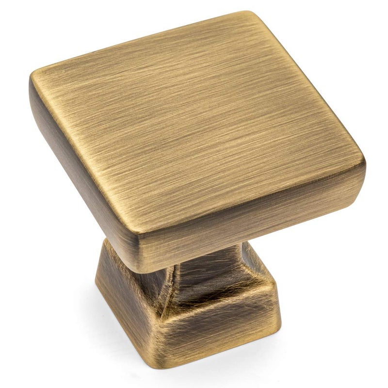 Cosmas 10 Pack 1480BAB Brushed Antique Brass Contemporary Square Cabinet Hardware Knob 1 Square