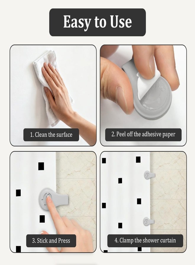 Vaszu Magnetic Silicone Shower Curtain Clips for Liner, Self Adhesive Windproof Splash Holders Prevent Water Splashing Out Keep Curtain Liner Closed to Wall Shower Curtains Keeper for Home 3 Packs(Gray) - Image 4