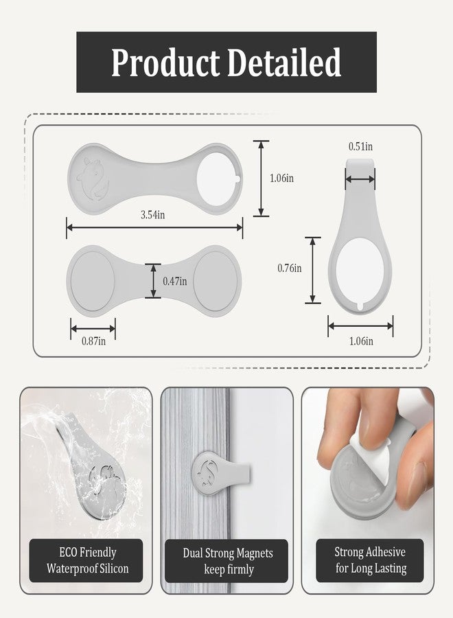 Vaszu Magnetic Silicone Shower Curtain Clips for Liner, Self Adhesive Windproof Splash Holders Prevent Water Splashing Out Keep Curtain Liner Closed to Wall Shower Curtains Keeper for Home 3 Packs(Gray) - Image 3