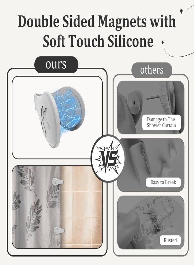 Vaszu Magnetic Silicone Shower Curtain Clips for Liner, Self Adhesive Windproof Splash Holders Prevent Water Splashing Out Keep Curtain Liner Closed to Wall Shower Curtains Keeper for Home 3 Packs(Gray) - Image 5