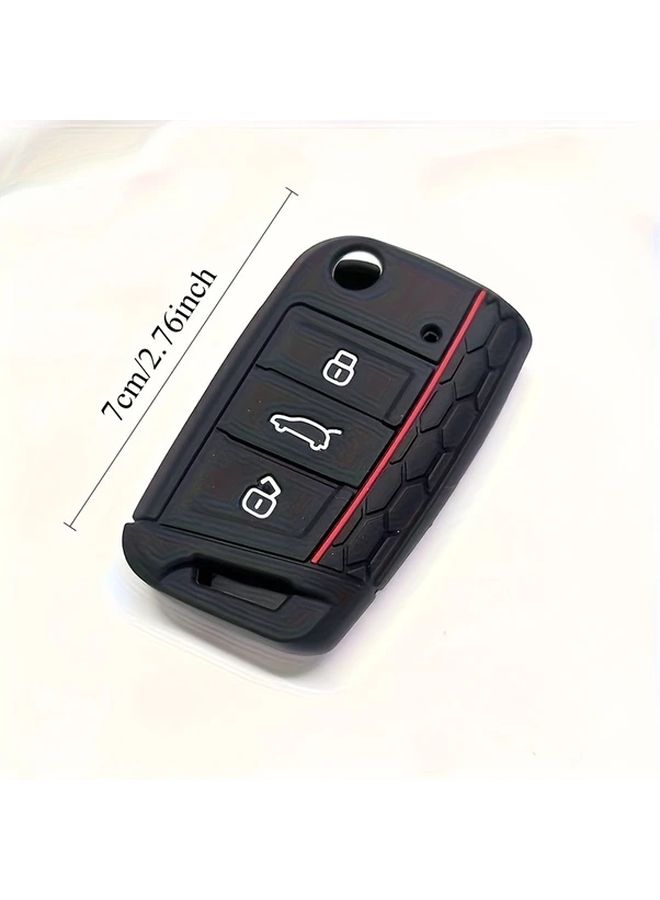 غطاء حافظة مفتاح السيارة الأحمر لـ VW Golf 7 GTI Polo T Cross T Roc Touran Tiguan Skoda Octavia Rapid Kodiaq Fabia Seat Ibiza Leon Ateca Arona - Image 2