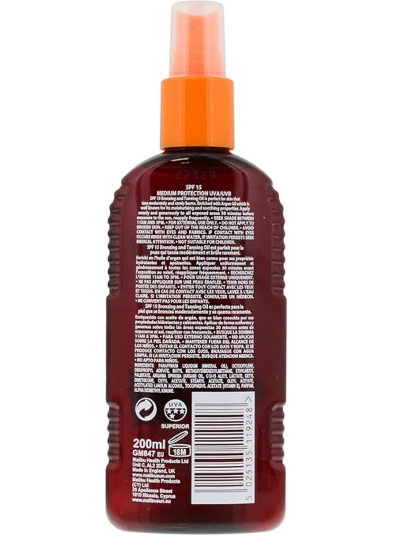 ماليبو زيت تسمير برونزي SPF 15 بزيت الأرجان – 200 مل - Image 2
