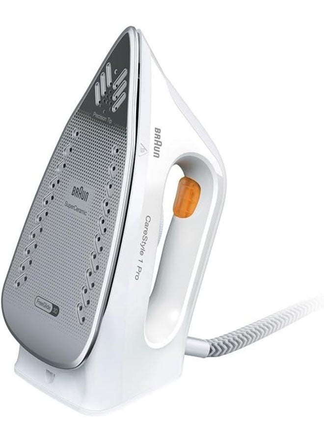 Brown Braun 1 ProCare Style Steam Iron, 3D FreeGlide Technology, Superior Ceramic Coating, Vertical Ironing, Removable Drip-Proof Water Tank, 1.7L Capacity, 2200W, IS1511WH, White/Orange - Image 5