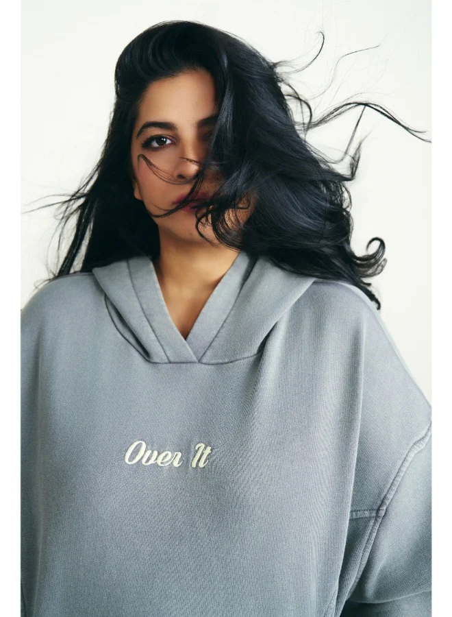 NeceSera Over It Grey Acid Wash Terry Oversized Co-ord Set