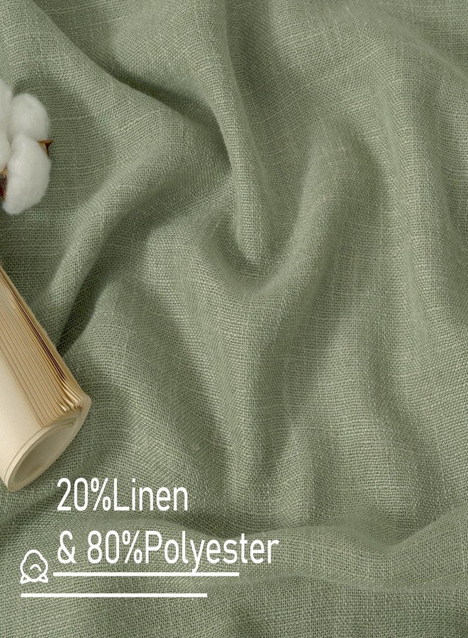 LAMIT Living Room Linen Curtains - 90 Inch, Bronze Grommet, Textured Sheer, Light Filtering, Burlap, Farmhouse Style, 2 Panels, 52 x 90 Inch, Sage Green - Image 3