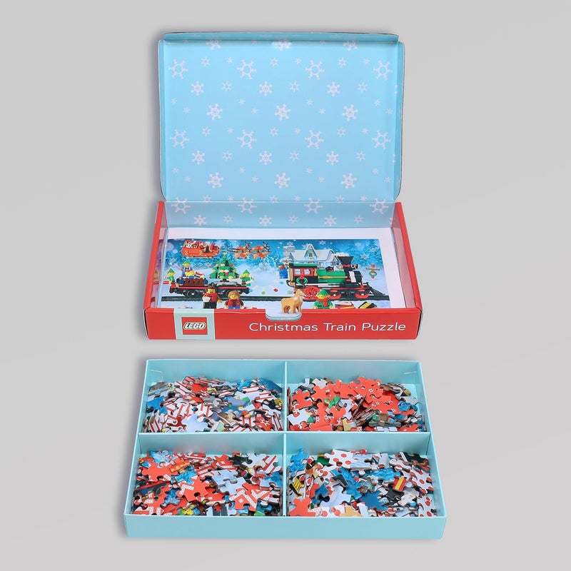 LEGO Christmas Train Puzzle: Four Connecting 100-Piece Puzzles - Image 2