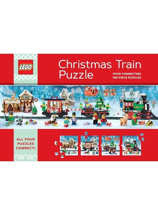 LEGO Christmas Train Puzzle: Four Connecting 100-Piece Puzzles - Image 1