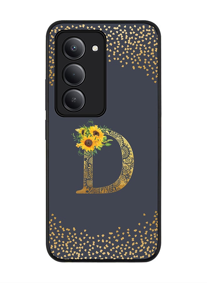 Stylizedd For Xiaomi Redmi 15 5G Case,Slim fit Camera Protection, Shockproof Thin Phone cover  - Custom Floral Monogram - D  (Grey ) - Image 1