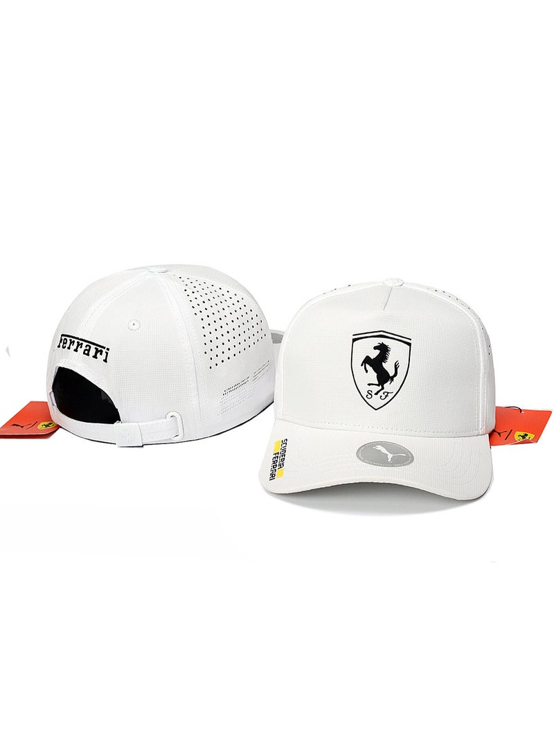 Ferrari قبعة بيسبول قابلة للتعديل مثقبة بيضاء من بومّا × فيراري